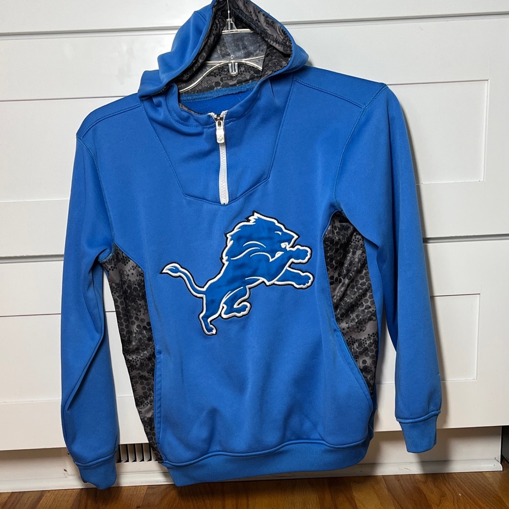 Boys Detroit Lions 1/4 Zip Pullover Hoodie Size 10/12